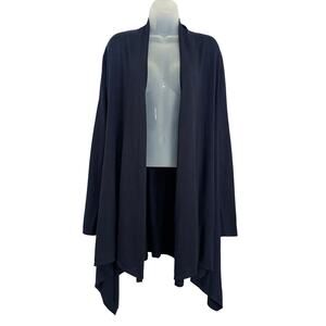 Polo Ralph Lauren Navy Blue Cotton Silk Jersey Open Front Cardigan Sweater